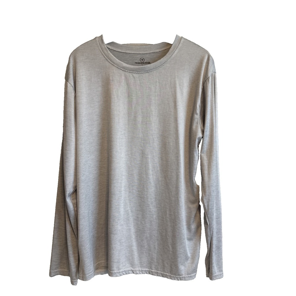 Real Essentials Gray Long Sleeve Crewneck Shirt L Activewear Athleisure Casual